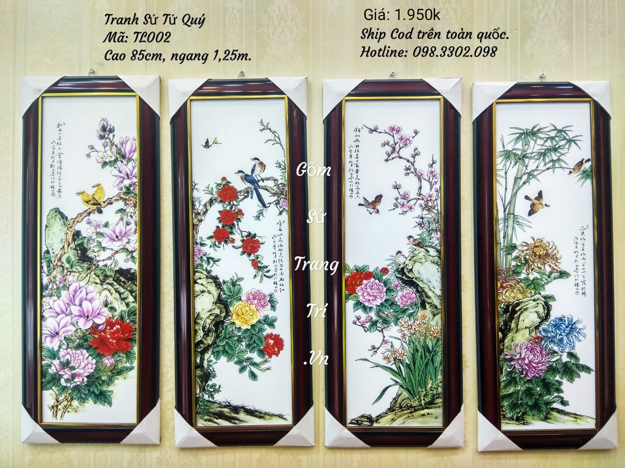 Bộ tranh sứ Tứ Quý - sản phẩm trang trí nhà cửa đẹp và độc đáo, mang nhiều ý nghĩa phong thủy may mắn